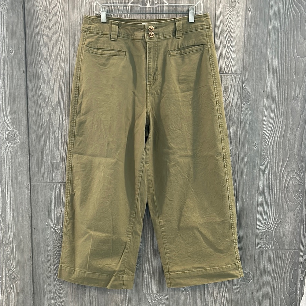 Olive Green Wide-Leg Pants